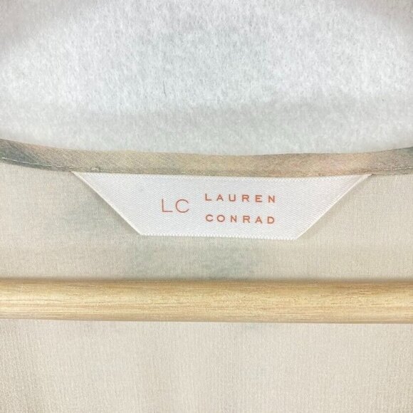 LC Lauren Conrad Watercolor Ruffle Faux Wrap Flounce Sleeve Dress Romantic Fairy - Picture 8 of 8